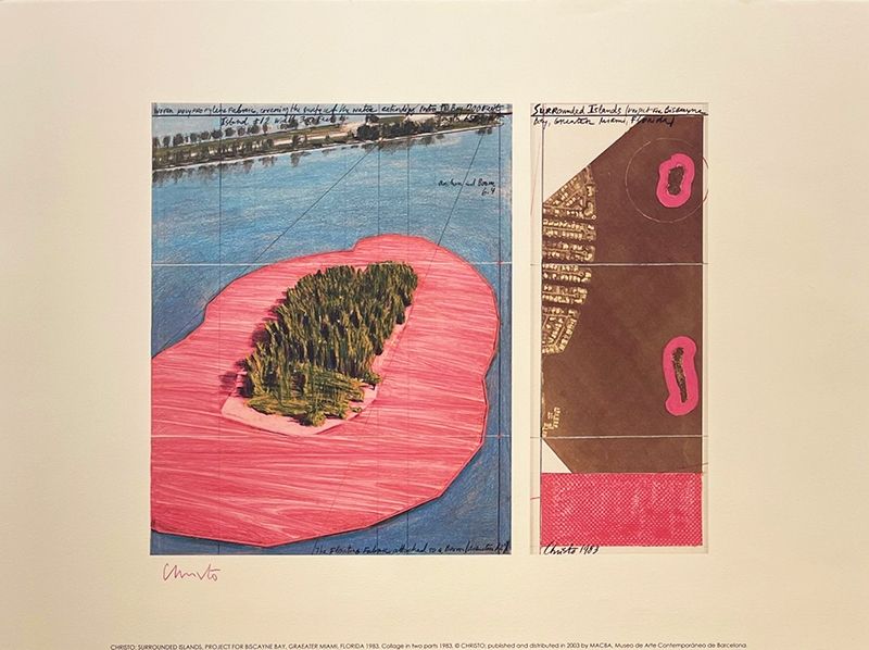 Lithographie Christo - Surronded islands, Miami