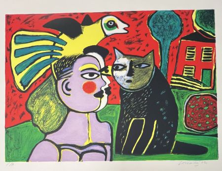 Keine Technische Corneille - Sérigraphie Le chat noir, 2002