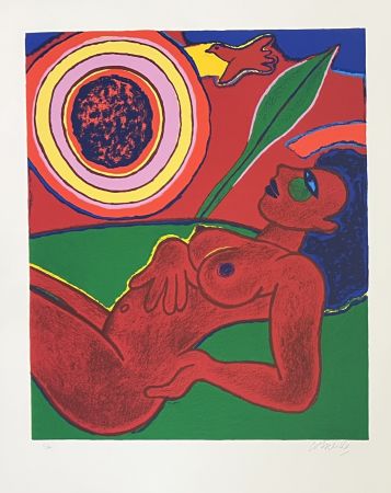 Siebdruck Corneille - Sérigraphie Les derniers feux du soleil 1997