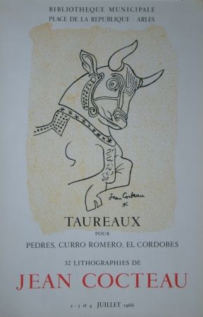 Lithographie Cocteau - Taureaux