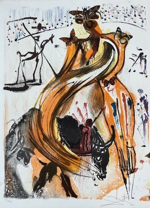 Lithographie Dali - Tauromachie aux papillons