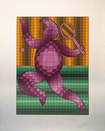 Siebdruck Vasarely - Tennis Player