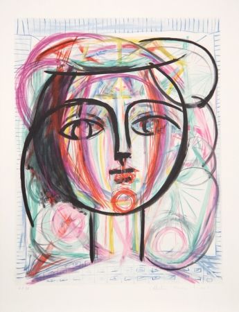 Lithographie Picasso - Tete de Femme