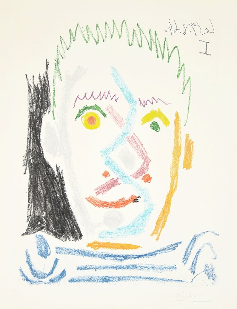 Aquatinta Picasso - Tete d’homme au maillot raye (Man’s Head with Striped Shirt), 1964