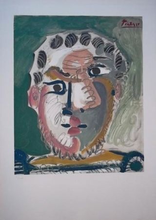 Lithographie Picasso - Tete d'homme barbu