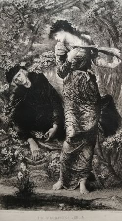 Radierung Burne-Jones - The Beguiling of Merlin
