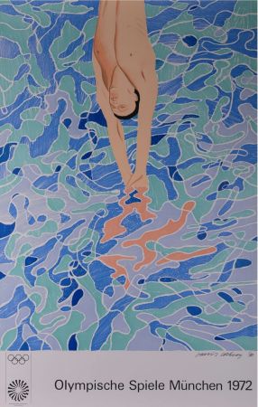 Lithographie Hockney - The Diver, Olympische Spiele München, 1972