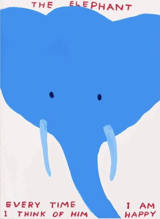 Siebdruck Shrigley - The Elephant, Every time I think of him I am happy