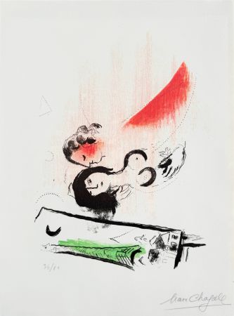 Lithographie Chagall - The Green Eiffel Tower