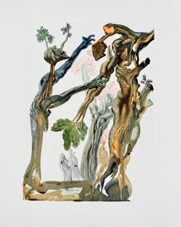 Holzschnitt Dali - The Inferno, Canto 13 - La Fôret des suicidés