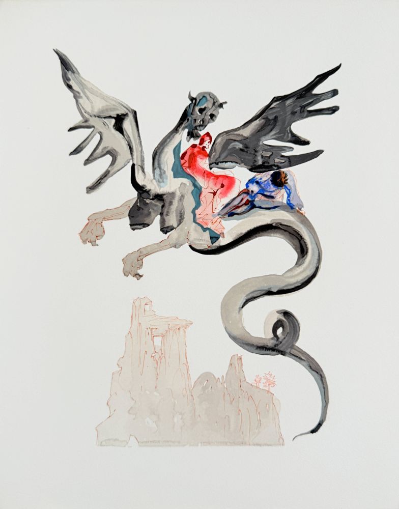 Holzschnitt Dali - The Inferno, Canto 17 - The Usurers