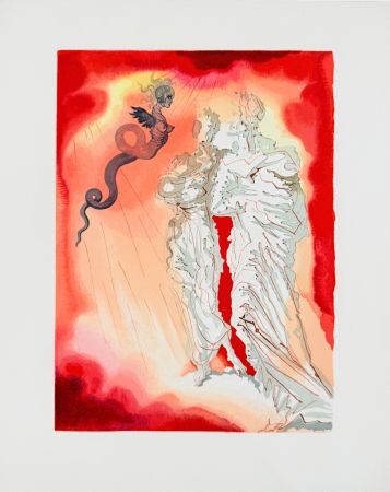 Holzschnitt Dali - The Inferno, Canto 21 - Le Diable noir