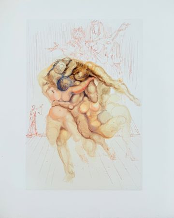 Holzschnitt Dali - The Inferno, Canto 8 - The Angry Ones