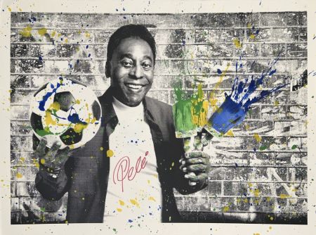 Siebdruck Mr Brainwash - The King Pele - Brush Portrait