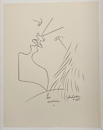 Lithographie Cocteau - The Kiss, Les Amoureux