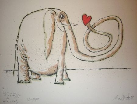 Lithographie Searle - The loving elephant