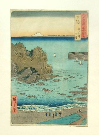 Holzschnitt Hiroshige - The Outer Bay at Choshi Beach in Shimosa Province