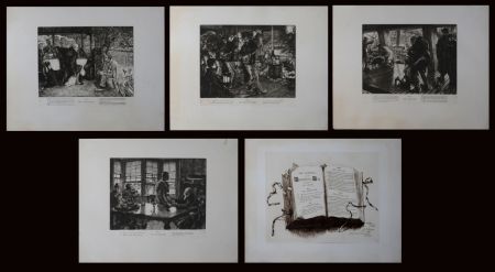 Stich Tissot - The Prodigal Son, 1881 -  Set of 5 large original etchings