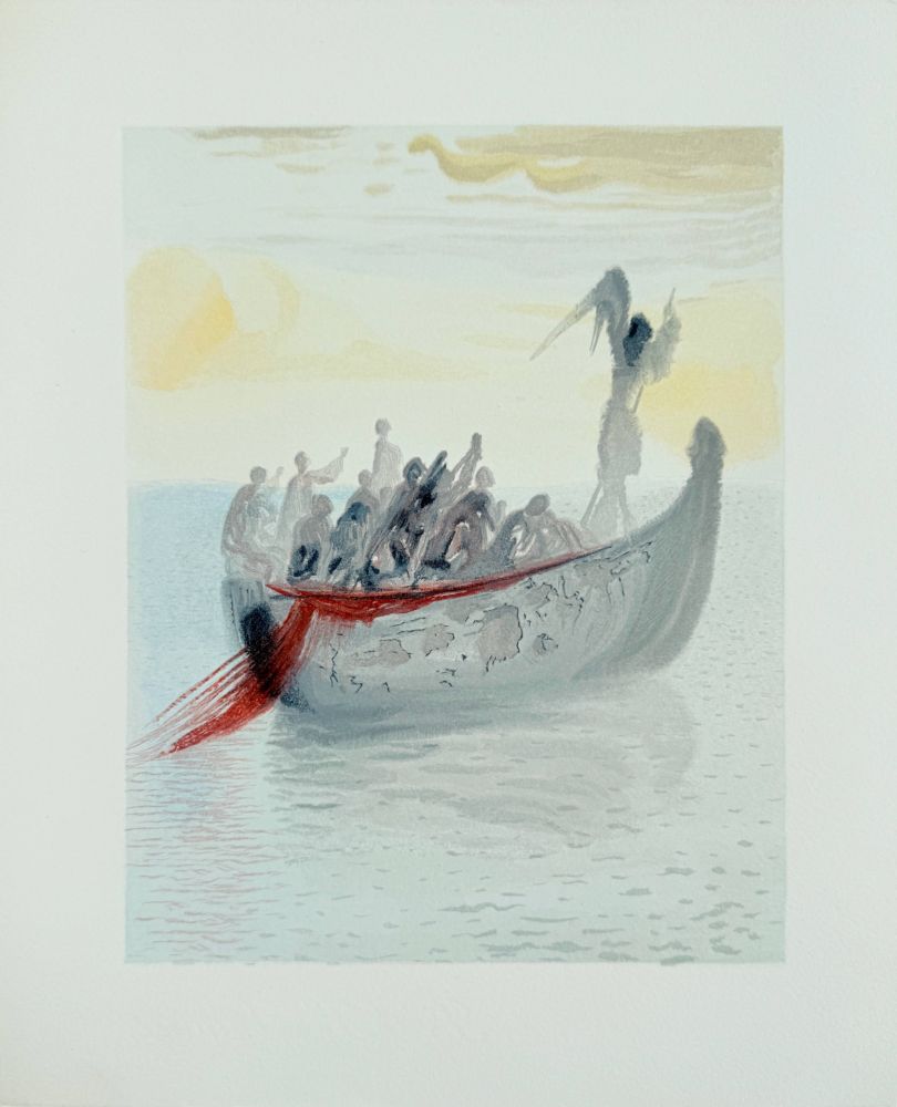 Holzschnitt Dali - The Purgatory, Canto 2 - La Barque du Nocher