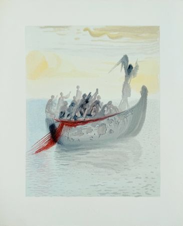 Holzschnitt Dali - The Purgatory, Canto 2 - La Barque du Nocher