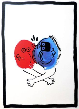 Siebdruck Haring - The Story of Red and Blue XIX