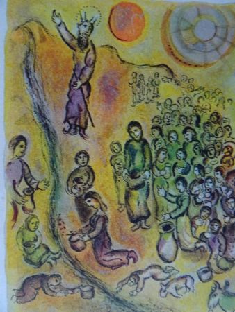 Lithographie Chagall - The Story of the Exodus, plate 12: Et tu touchera le Rocher..