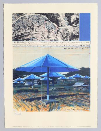 Lithographie Christo - The umbrellas, joint project for Japan and USA