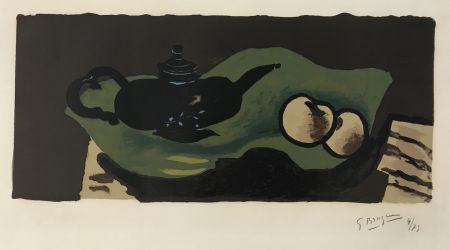 Lithographie Braque - Theiere et Pommes (Teapot and Apples)