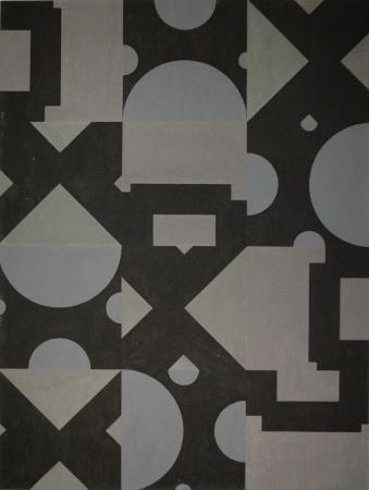 Monotypie Bosshard - Thema Kreis, Quadrat, Dreieck in Schwarz und Grau