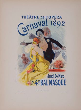 Lithographie Cheret - Théâtre de l'Opéra : Carnaval 1892, 1896