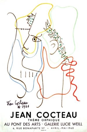 Lithographie Cocteau - Thême Orphique Galerie Lucie Weill