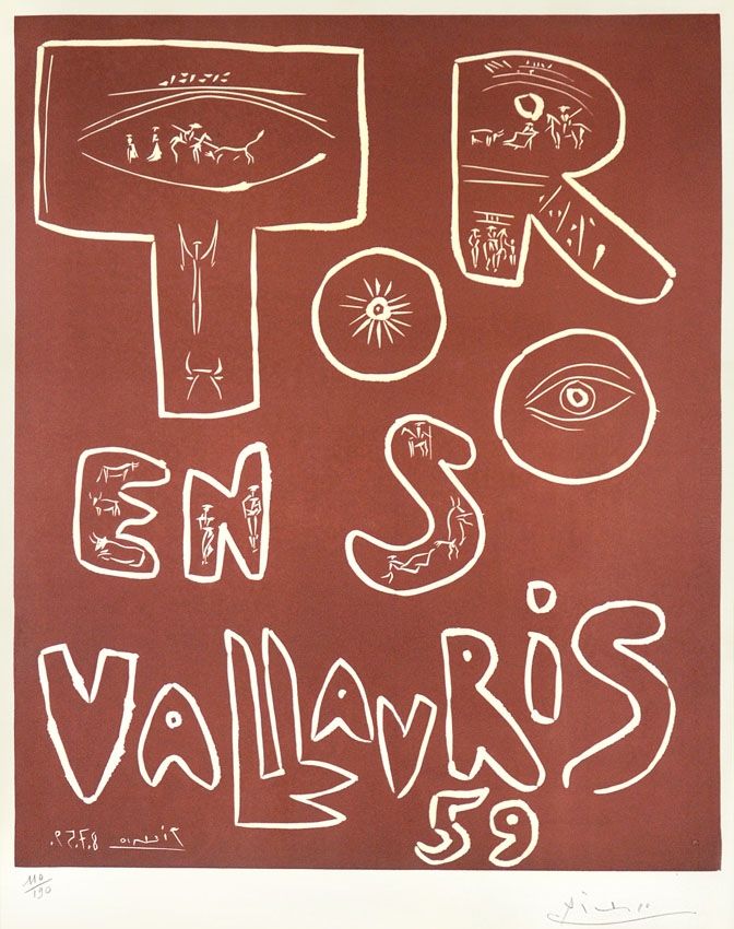 Linolschnitt Picasso - Toros en Vallauris, 1959