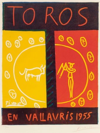 Linolschnitt Picasso - Toros en Vallauris (Bulls in Vallauris ),1955