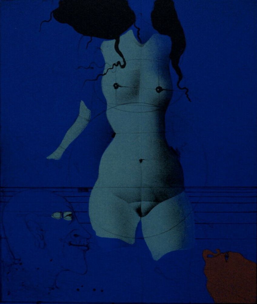 Lithographie Wunderlich - Torso sur une pierre bleue, 1972