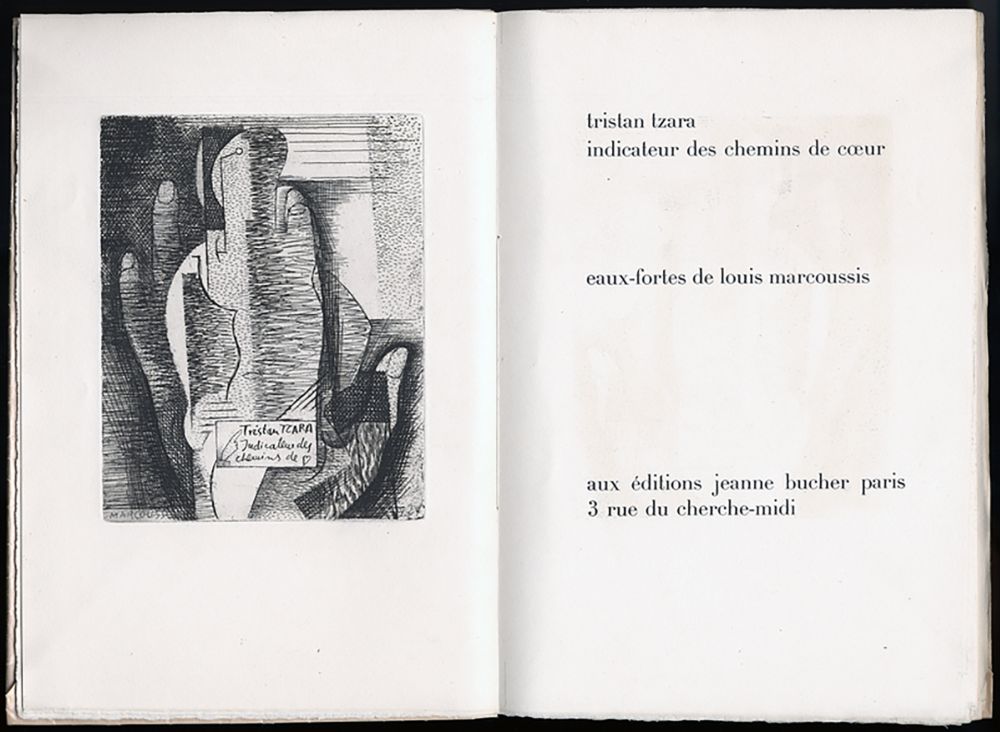 Illustriertes Buch Marcoussis - Tristan Tzara. INDICATEUR DES CHEMINS DE COEUR. Paris, 1928.