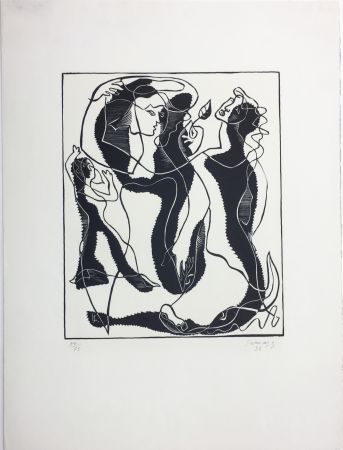 Holzschnitt Survage - Trois Femmes (Paris, 1933)