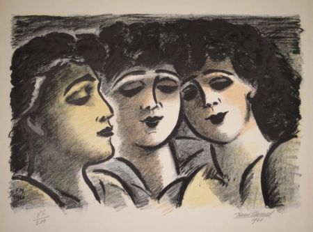 Lithographie Masereel - Trois visages