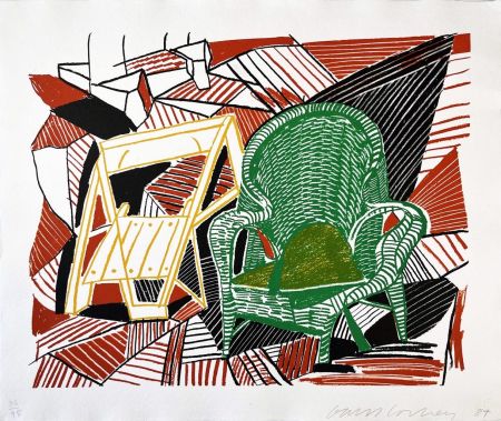 Lithographie Hockney - Two Pembroke Studio Chairs from the Moving Focus Series