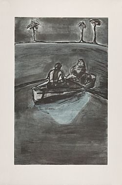 Radierung Doig - Two People at Night (indigo)