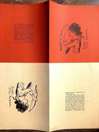 Keine Technische Picasso - Two Rare Lithographs after drawings, 2 Rare Invitations on vellum paper with filigran, 70's