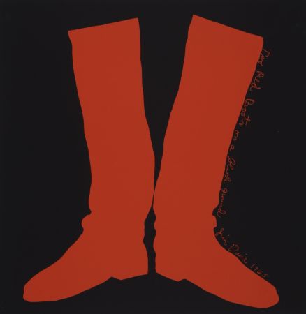 Siebdruck Dine - Two Red Boots on a Black Ground, 1968