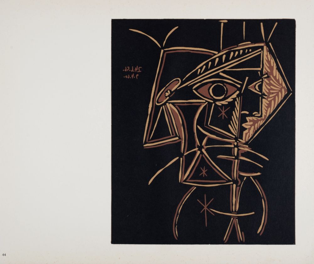 Linolschnitt Picasso (After) - Tête de femme, 1962