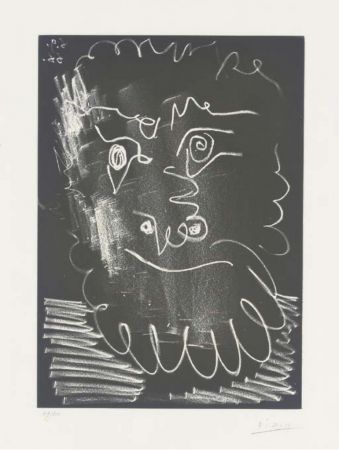 Aquatinta Picasso -  Tête d'homme barbu (1966) 