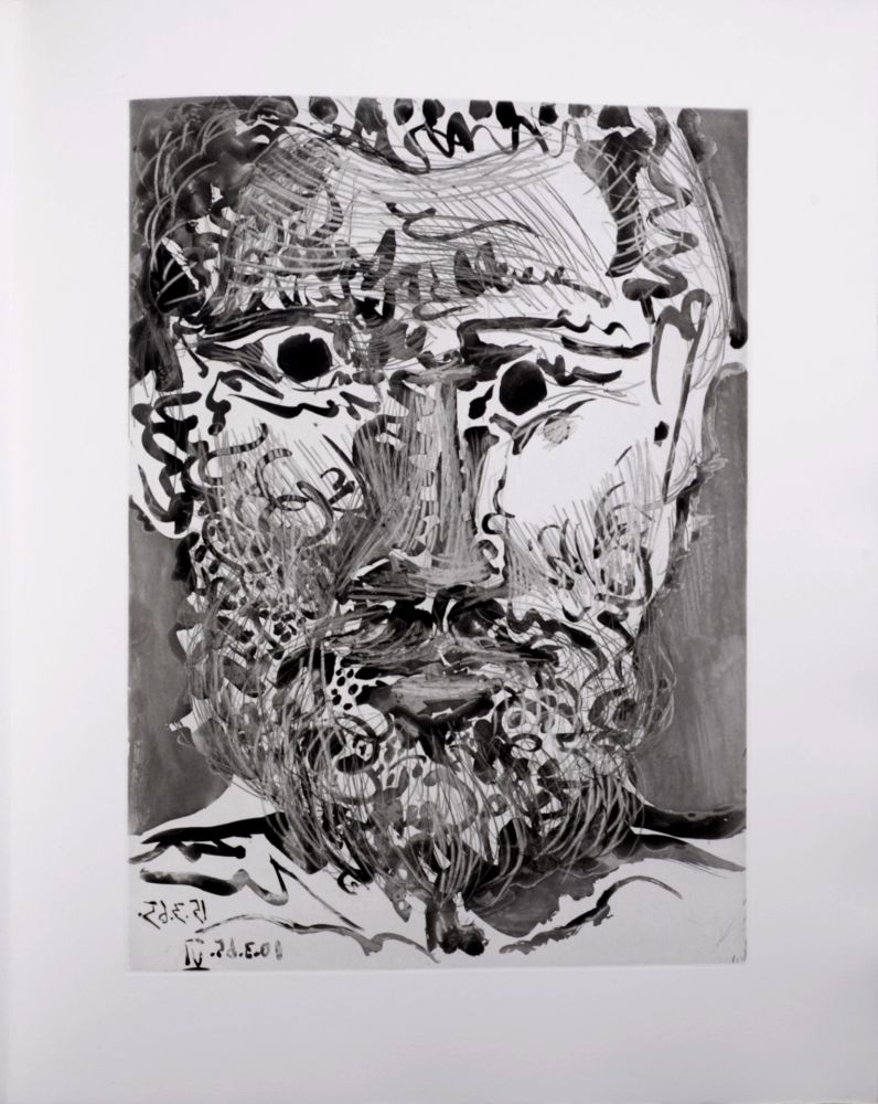 Aquatinta Picasso - Tête d'homme barbu, 1966 - A fantastic original etching (Aquatint) by the Master!