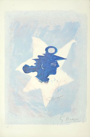 Lithographie Braque - Tête grecque