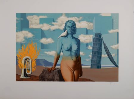 Lithographie Magritte - Un Bombardon Libère son Bouquet de Flammes, 1968