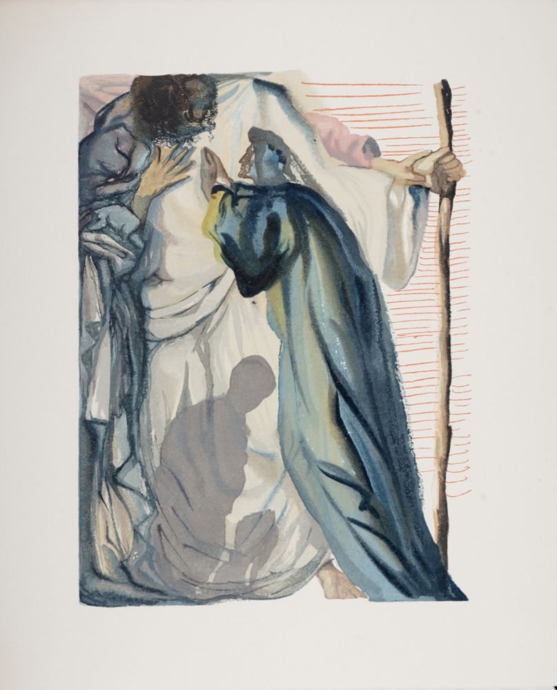 Holzschnitt Dali - Un esprit interroge Dante, 1963