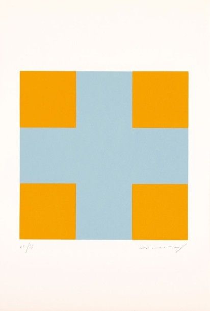 Siebdruck Nemours - Une croix pour quatre carrés