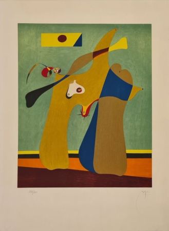 Lithographie Miró - Une femme 
