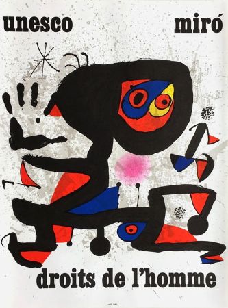 Plakat Miró - UNESCO - DROITS DE L'HOMME -MIRO. Affiche originale de 1974.